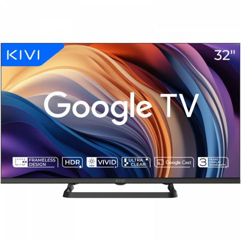 Televizoare si Proiectoare - Televizor KIVI 32" LED SMART TV 32H710QB 1366x768 HD Google TV Negru (32'' MVA, DLED 1368x768 HD Ready, SMART TV (Google TV), 3x HDMI, 2x USB, Headphone jack 3.5 mm, WiFi, DVB-T/T2/C, OSD Language: ENG, RU, RO, Sound by JVC, Speakers 2x8W Dolby Audio, Bluetooth Smart remote control RC40 with Voice control, VESA 200x100, 4.2 Kg)