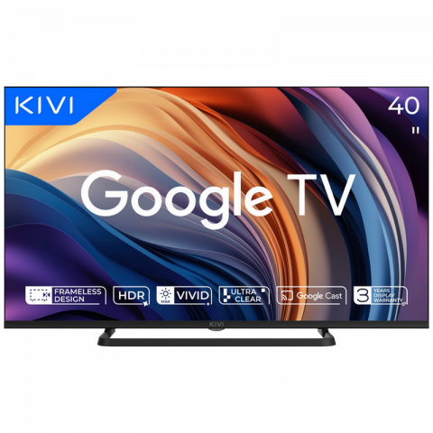 Televizoare si Proiectoare - Televizor KIVI 40" LED SMART TV 40F710QB 1920x1080 FHD Google TV Negru (40' Super MVA, 1920x1080 FHD, SMART TV (Google TV), Google Assistant, Google Chromecast, WiFi, 3x HDMI, 2x USB, Bluetooth 5.0, RCA, Headphone jack 3.5 mm, DVB-T/T2/C, Sound by JVC, Speakers 2x8W Dolby Audio, BT+IR remote control, KIVI Media, Game Mode, OSD Language: ENG, RU, RO, VESA 200x200, 6.3 Kg)