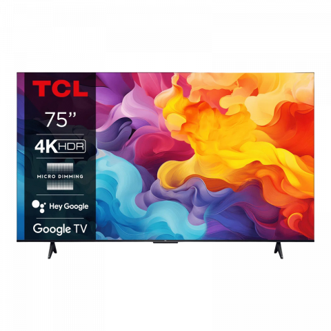 Televizoare si Proiectoare - Televizor TCL 75" LED SMART TV 75V6B Real 4K 3840x2160 Google TV Negru 75'' VA, DLED, 3840x2160 UHD, SMART TV (Google TV (ATV 11 OS), 3x HDMI 2.1, 2 USB, Display color depth 8bit+FRC, HDR10, HLG, DVB-T/T2/C/S2, OSD Language: ENG, RU, RO, Speakers 2x15W DolbyAudio, Voice remote control, VESA 400x400, 30 Kg)