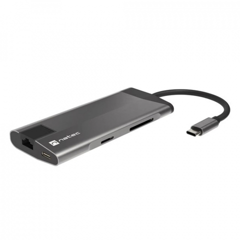 Echipamente de retea - Natec Fowler Plus Hub Usb-c Multiport Adapter 8 In 1, Usb 3.0 3x, Hdmi 4k, Usb-c Pd, Rj45, Sd, Micro