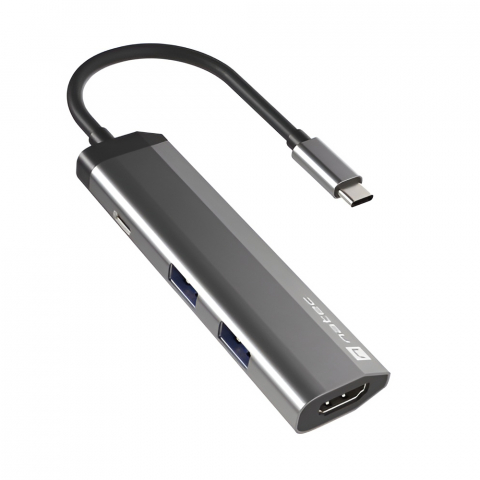 Echipamente de retea - Natec Fowler Slim Usb-C Multiport Adapter 4 In 1 2x Usb 3.0 Hub, Hdmi 4k, Usb-C PD