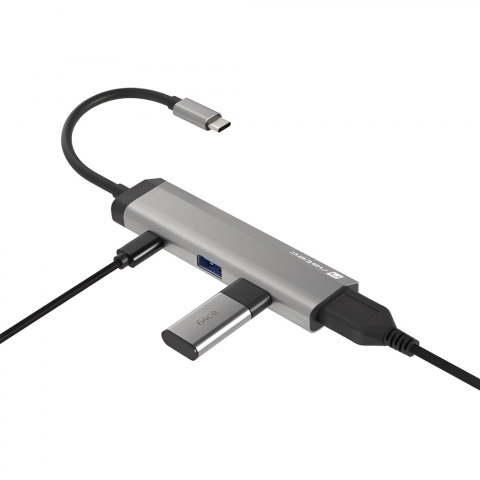 Natec Fowler Slim Адаптер Multiport USB-C 4 в 1 с 2x USB 3.0 Hub, HDMI 4K, USB-C PD [2]