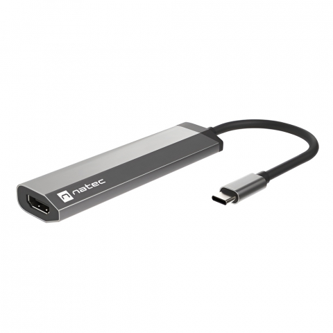 Natec Fowler Slim Адаптер Multiport USB-C 4 в 1 с 2x USB 3.0 Hub, HDMI 4K, USB-C PD [1]