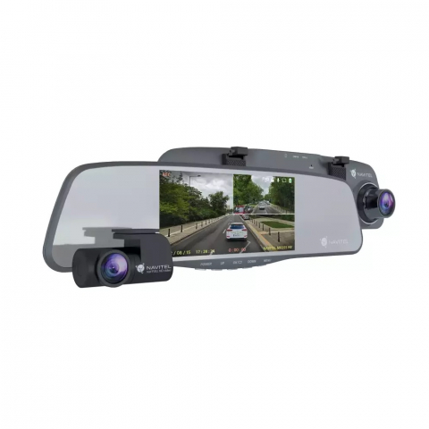 Registratoare video - Navitel MR255NV Mirror Car Video Recorder + Helmet MicroSD Card (Class 10) UHS-I (U1) + SD Adapter, Basic Line, 64 GB