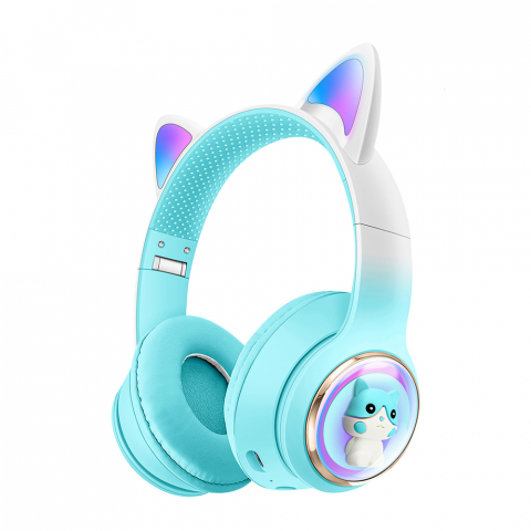 Accesorii Telefoane - Musen Wireless Kids Headphones on ear AKZ-60 (Cat), Turqoise