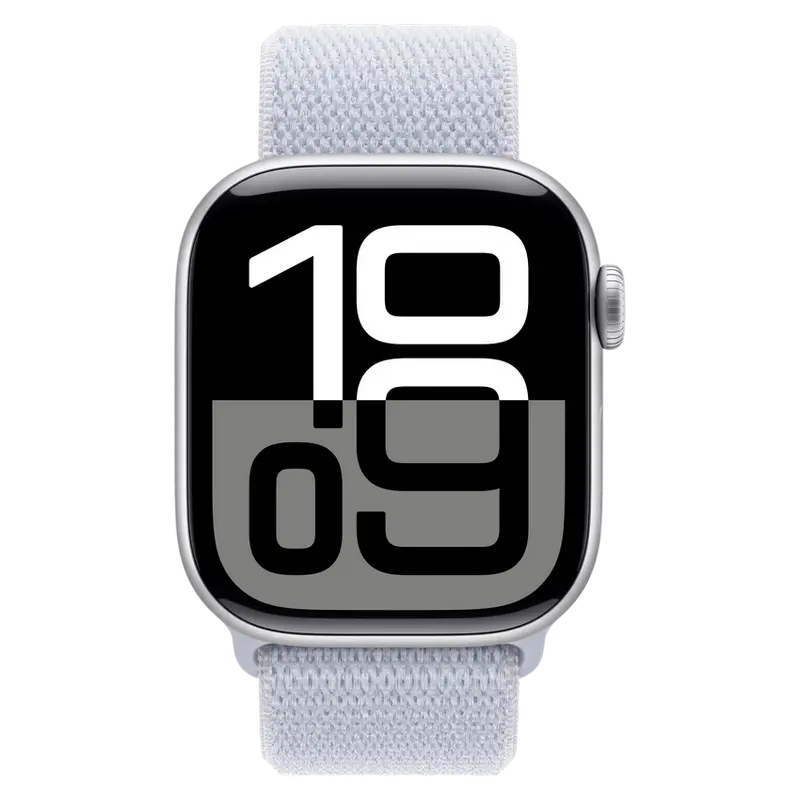 Ceas Apple Watch Series 10 GPS, 42mm Silver Aluminium Case with Blue Cloud Sport Loop, MWWD3 [1]