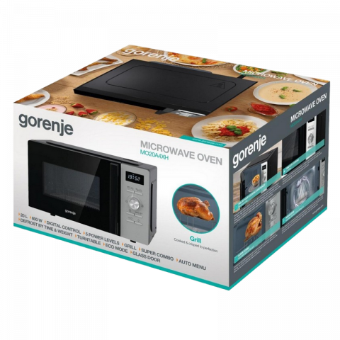 Cuptor cu microunde Gorenje MO20A4XH, 20L, Inox, Mecanic, Grill [1]