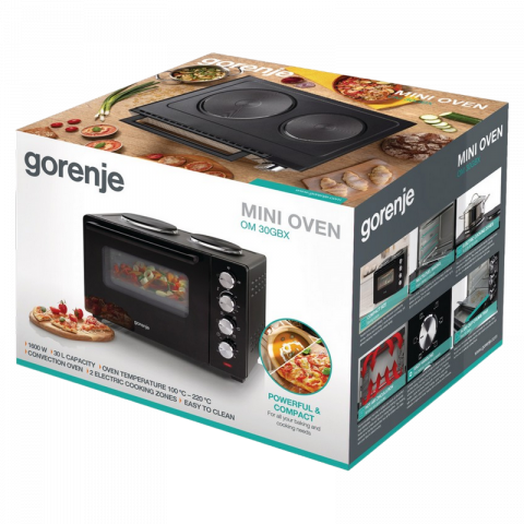 Электропечь Gorenje OM30GBX, 1600Вт, 30Л, Конвекция, Черный/Нержавейка [6]