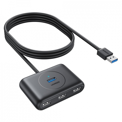 Echipamente de retea - UGREEN HUB 4in1 USB 3.0 to 4*USB 3.0 1M CR113, Black