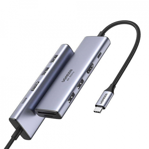UGREEN HUB 6in1 Type-C 3.0 в 3*USB 3.0 + HDMI + SD/TF CM511, Space Gray UGREEN HUB 6in1 Type-C 3.0 на 3*USB 3.0 + HDMI + SD/TF CM511, Space Gray [1]