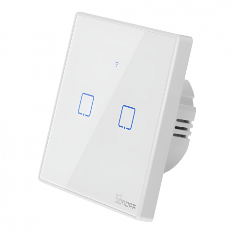 Умный настенный выключатель Sonoff серии TX 2 Gang EU Wi-Fi, белый (T2EU2C) (нулевой провод) [2]