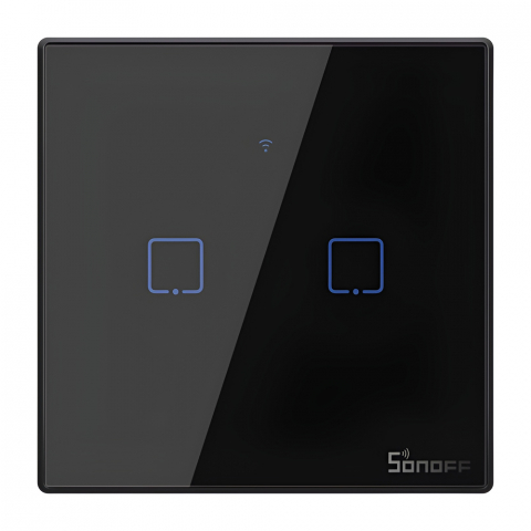 Sonoff Smart Wall Switch TX Series 2 Gang EU Wi-Fi, Black (T3EU2C) (Neutral Wire) [1]