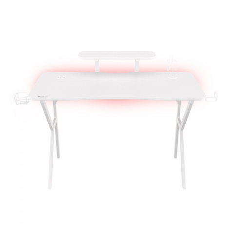 Mese - Genesis Desk Gaming Holm 320, RGB White (Organizer, Wireless Charger, Multiple holder, USB Hub, Remote Controller, 120x60x75cm)