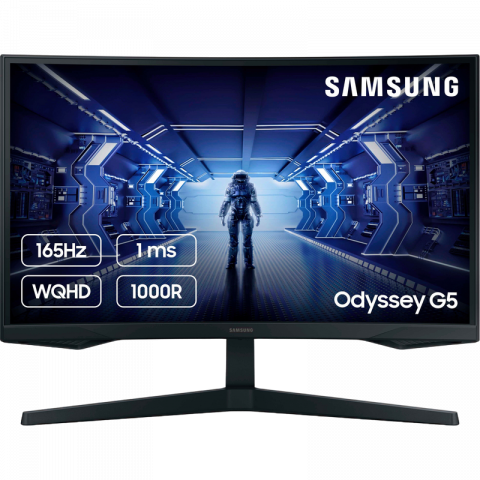Componente PC - Monitor Curbat Gaming Samsung 27" Odyssey G5 S27CG550E, VA, QHD, 165Hz, 1ms, FreeSync, Negru