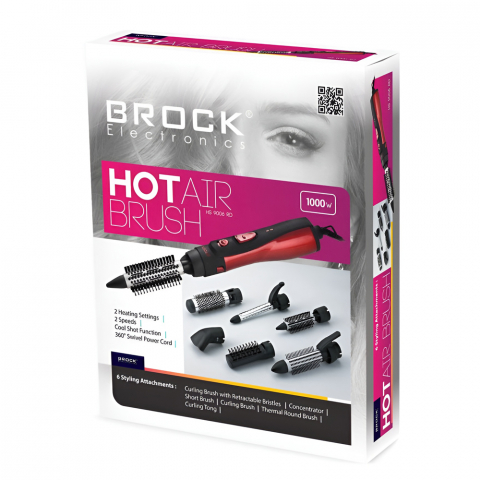 BROCK Hot Air Brush set with 6 tips HS 9006 RD, 1000W, Red [2]