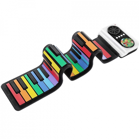 Pian pentru copii Bluetooth Roll up Piano 37 Colored keys.Rainbow Color [2]