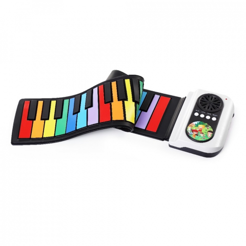 Pian pentru copii Bluetooth Roll up Piano 37 Colored keys.Rainbow Color [1]