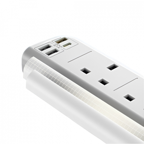 Yesido Розетка питания 2М, 4 порта, USB-C Макс. 15Вт, USB-A Макс. 12Вт, USB-C + USB-A = Макс. 15Вт MC20, Белый [1]