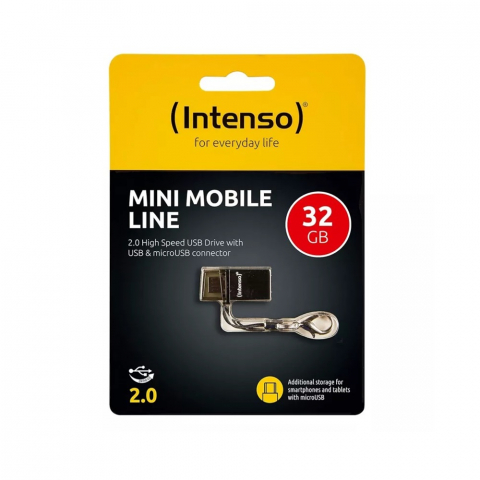 Intenso® USB Drive 2.0 (USB-A & microUSB) Mini Mobile Line 32 GB, Anthracite [2]