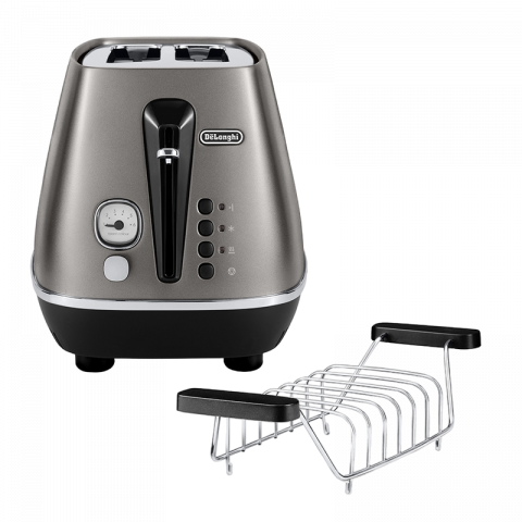 Бытовая техника - Тостер DeLonghi CTIN2103.TB, 900Вт, Матовый черный, Нержавейка