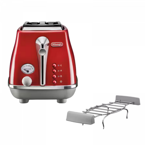 Бытовая техника - Ретро тостер DeLonghi CTOC 2103 R, 900Вт, Красный