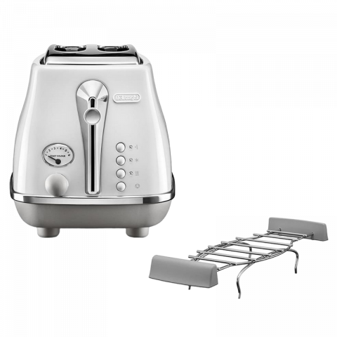 Бытовая техника - Ретро тостер DeLonghi CTOC 2103 W, 900Вт, Белый
