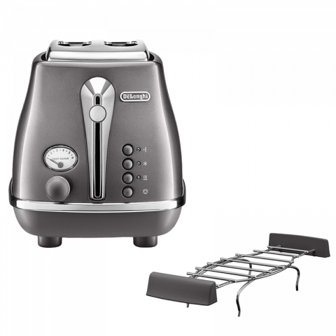 Бытовая техника - Ретро тостер DeLonghi CTOT 2103 GY, 900Вт, Серый