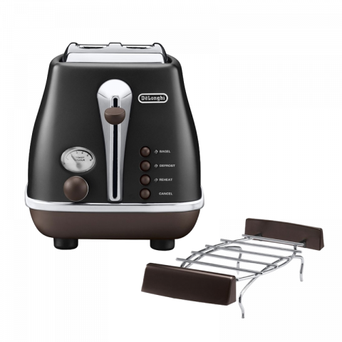 Бытовая техника - Ретро тостер DeLonghi CTOV 2103 BK, 900Вт, Черный