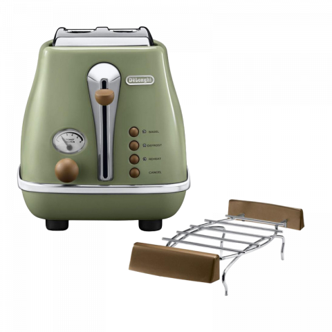 Бытовая техника - Ретро тостер DeLonghi CTOV 2103 GR, 900Вт, Зеленый