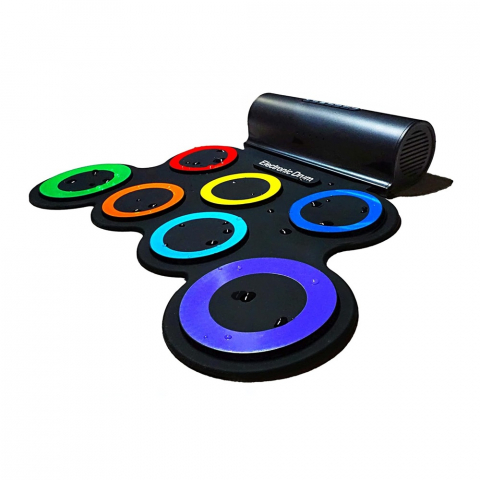 Roll Drum with Built-in Speakers, 7 pads Electronic, Rainbow Color [2]