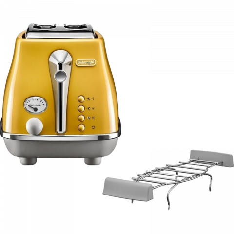 Бытовая техника - Ретро тостер DeLonghi CTOC 2103 Y, 900Вт, Желтый