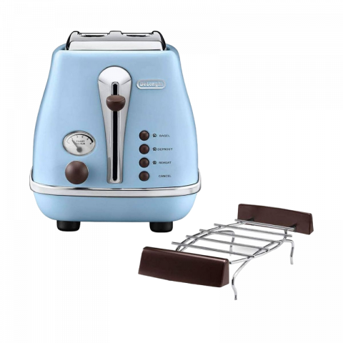 Бытовая техника - Ретро тостер DeLonghi CTOV 2103 AZ, 900Вт, Голубой