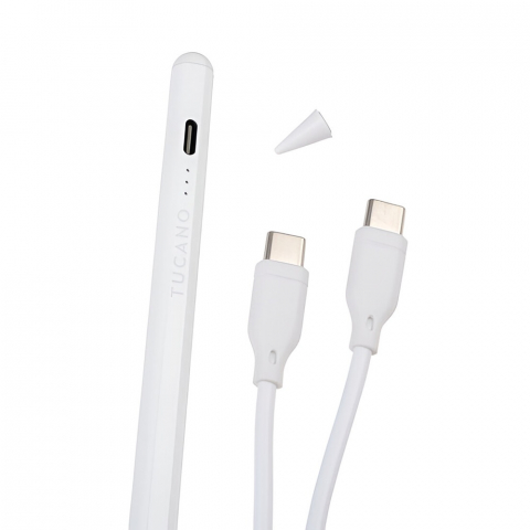 Tucano Stylus Pen Active Magnetic for iPad 7/8/9/10th gen | Air 10.9 4/5th gen | Pro 11 3/4th gen | Pro 12.9 5/6th gen | iPad Mini, White [1]