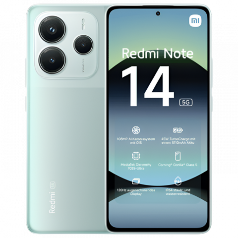 Xiaomi - Telefon Xiaomi Redmi Note 14 5G 6/128GB EU Coral Green Diagonala ecranului: 6,67 ", Rezolutia ecranului: 2400x1080, Max. Rezoluția camerei: 108 MP, Cameră frontală: 20 MP, Capacitate acumulator: 5110 mAh, Chipset: Mediatek Dimensity 7025 Ultra, Platformă software: Android, HyperOS, Grad de protecție: IP64,