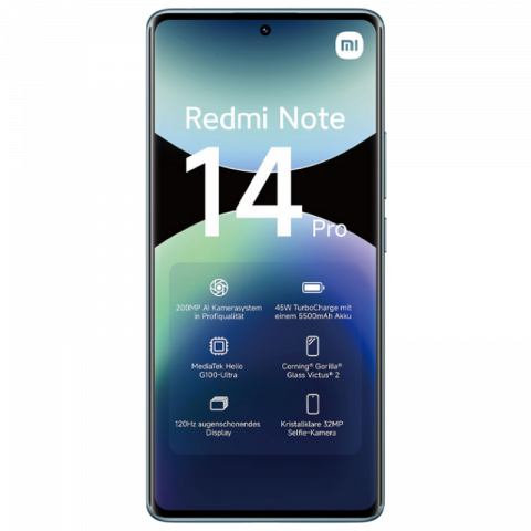 Телефон Xiaomi Redmi Note 14 Pro 4G 8/256ГБ EU Blue Диагональ экрана: 6,67 ", Разрешение экрана: 2400x1080, Макс. разрешение камеры: 200 MP, Фронтальная камера: 32 MP, Ёмкость аккумулятора: 5500 mAh, Чипсет: Mediatek Helio G100 Ultra, Программная платформа: Android, HyperOS, Степень защиты: IP64, [1]