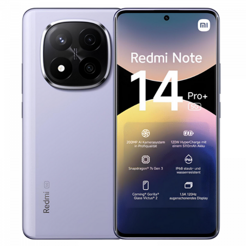 Xiaomi - Telefon Xiaomi Redmi Note 14 Pro Plus 5G 12/512GB EU Lavender Purple Diagonala ecranului: 6,67 ", Rezolutia ecranului: 2712x1220, Max. Rezoluția camerei: 200 MP, Cameră frontală: 20 MP, Capacitate acumulator: 5110 mAh, Chipset: Qualcomm SM7635 Snapdragon 7s Gen 3, Platformă software: Android, HyperOS, Grad de protecție: IP68 rezistent la praf/apă,