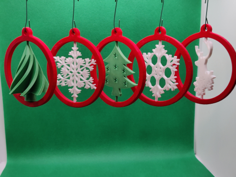 Craciun - Set 5 Globuri Rotative Imprimate 3D - Design Festiv și Inovator