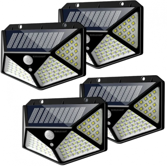 Set 8 x Lampa cu Incarcare Solare, Senzor de Miscare, 3 Moduri de Iluminare, 100 LED, Prindere pe Perete [4]