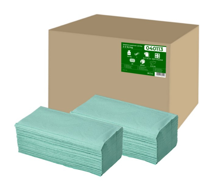 Servetele pliate ZZ hartie reciclata verde, 25x23cm, 1 strat, 210buc/pachet [1]
