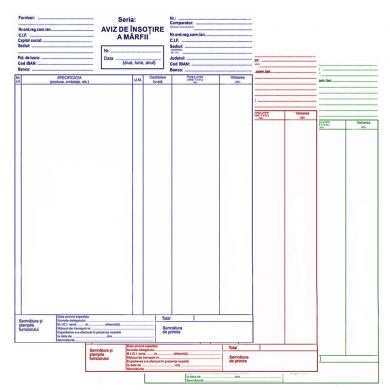 Tipizate - Aviz de insotire a marfi A4, 3 exemplare, 50 seturi/carnet