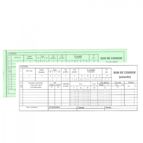 Tipizate - Bon consum autocopiativ , 1/2 A4 ,50 set/car