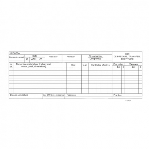 Tipizate - Bon transfer  simplu ,100 file