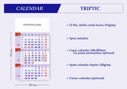 Comunicare si prezentare  - Calendar de perete triptic