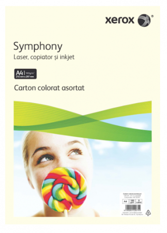 Carton Colorat - Carton A4 colorat mixt pastel, 160g/mp, 100 coli/top, XEROX