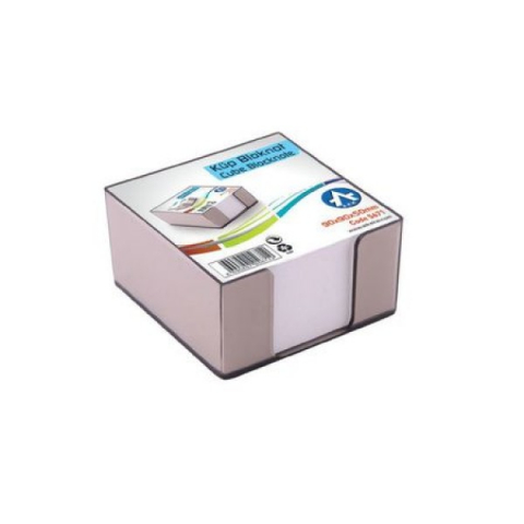 Notes-uri autoadezive - Cub hartie alba cu suport din plastic 9*9*6 cm,500 file hartie
