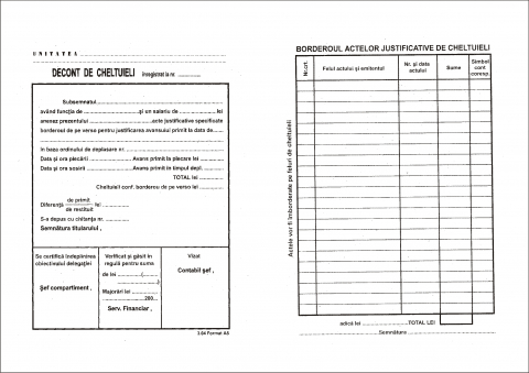 Produse din hartie - Decont cheltuieli , A5 ,F/V, 100 file