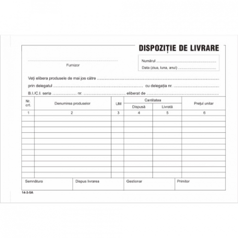 Tipizate - Dispozitie de livrare A5, F/V, 100 file