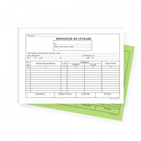 Tipizate - Dispozitie de livrare autocopiativa, A5, 2 ex , 50/set