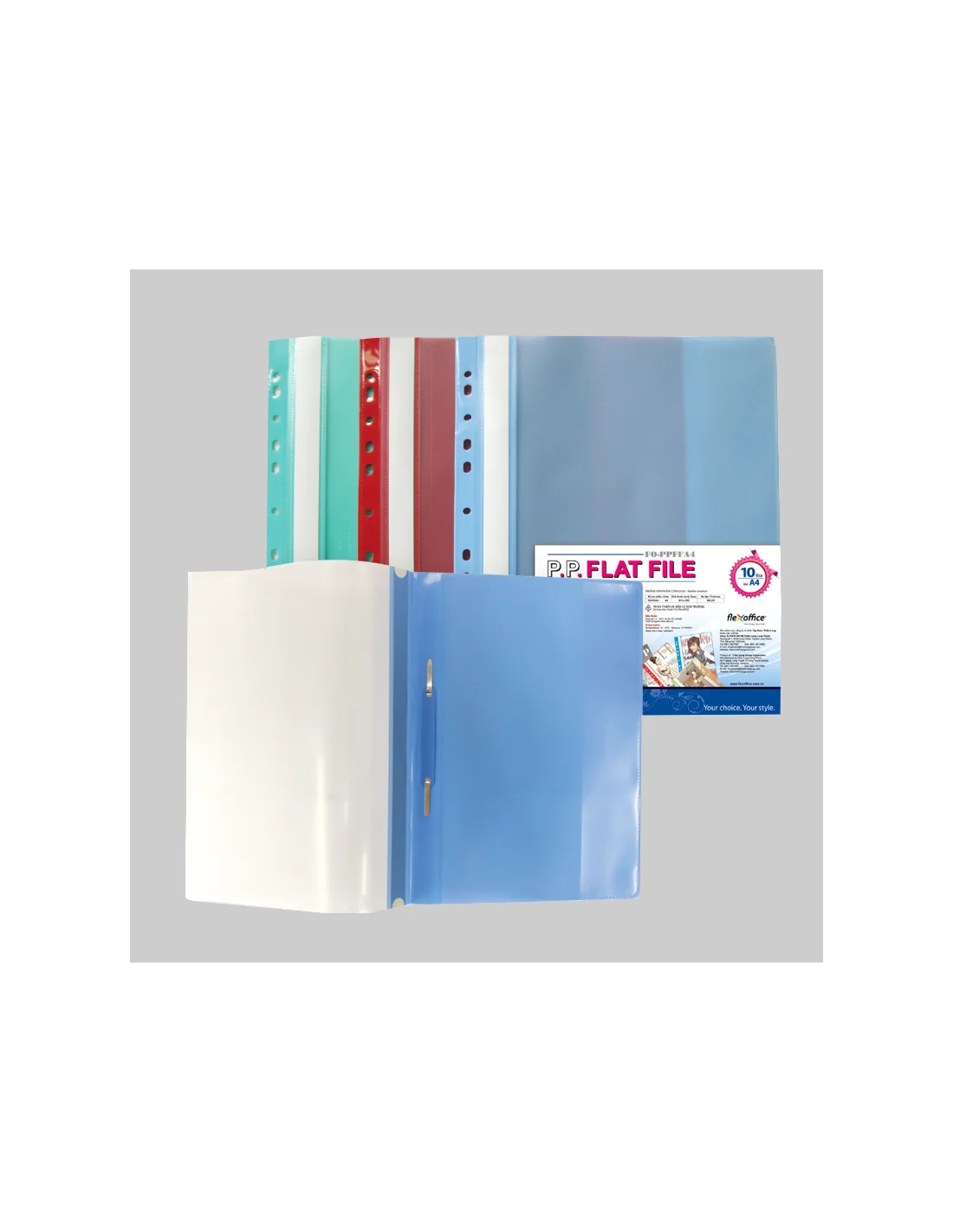  Dosare Plastic - Dosar plastic cu sina si multiperforatii FLEXOFFICE