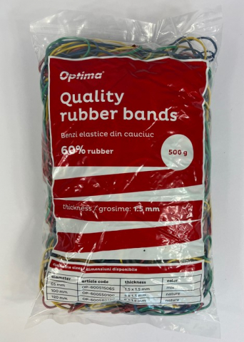 Buretiere, elastice - Elastice color,diametru 65mm,500gr,grosime1.5*1.5mm,div.culori, OPTIMA